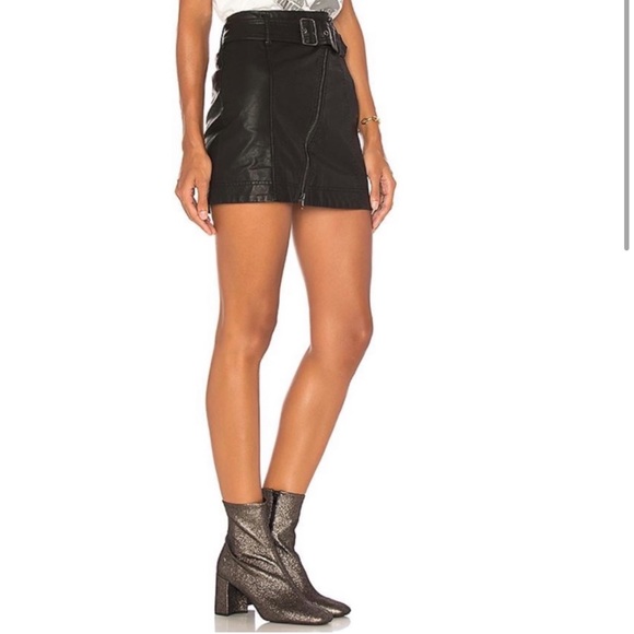 NWT Free People Feelin Free Vegan Leather Belted Mini Skirt - Picture 4 of 13